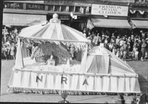 Float in front of Franklin Medal Clothes