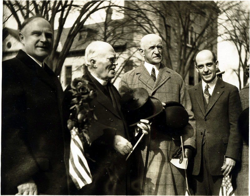 Lt. Gov. Fuller, Fr. O'Reilly, Maj. Gen. Clarence R. Edwards, Con. Connery