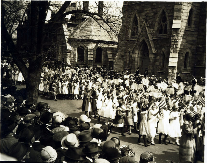 Marchers outside St. Mary's