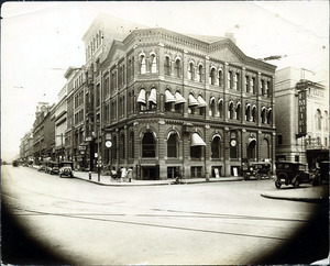 Essex St. south side from Lawrence St (2 copies); Empire Cinema; G.W. Marsden Barber Supplies; Essex Savings Bank; Dr. King Dentist