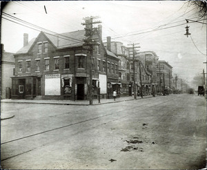 Lawrence St. west side at Oak St. looking north (2 copies); Oakdale Tea & Butter Co.