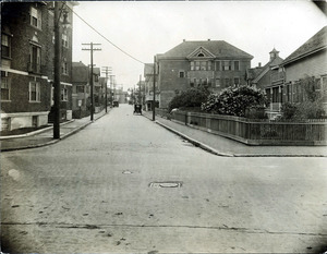 Park St. looking west from Jackson St.; Browncourt Apts. (2 copies); Hood School