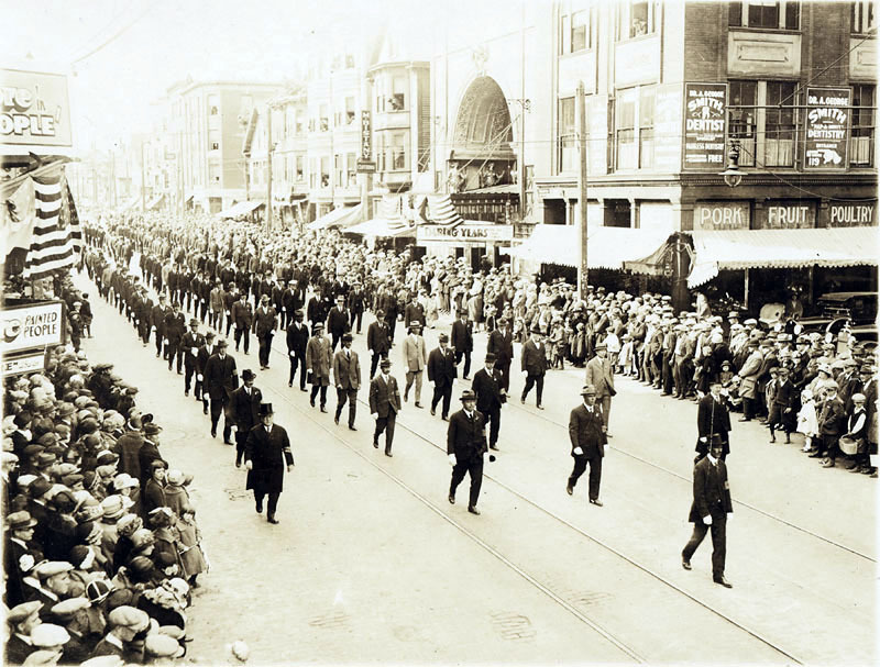 Men marching