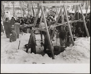 Sugaring Off Party - Franconia, N.H. the maple sugar is heated in large kettles