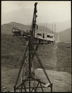 Top of tower from anemometer mast - note path east over mountains for power line from tower