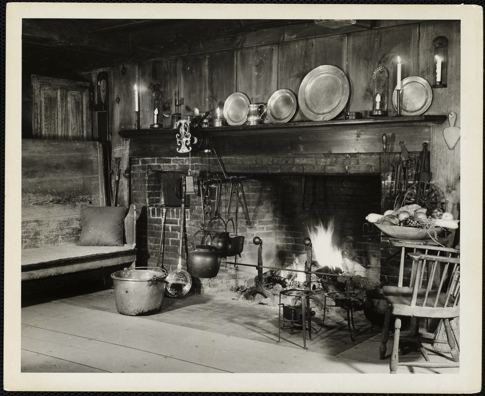 One of the many fireplaces - Wayside Inn Sudbury, Mass old kitchen