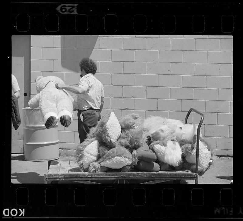 Furry prize animal toys delivered for fund-raiser games night, Hynes Auditorium