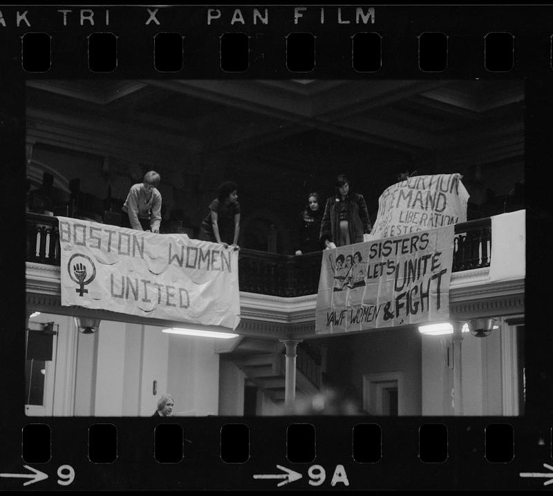 Beginning of a feminist rally at Radcliffe College, Cambridge