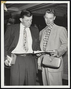 Tigers in Mufti- Bob Nieman, at left and Jim Delsing, slugging outfielders of the Detroit, who wind up their current three-game series today with the Red Sox at Fenway Park.