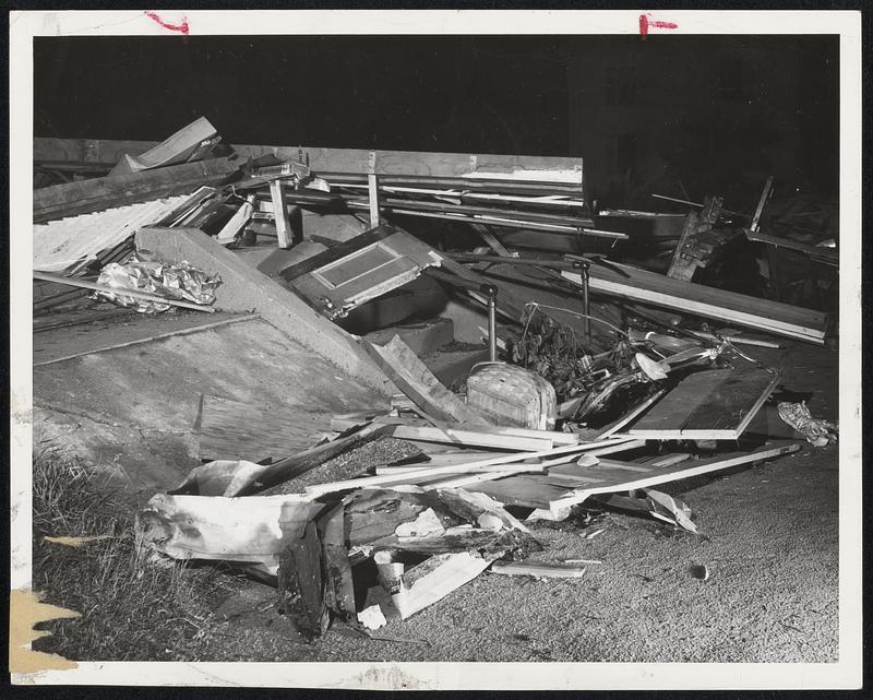 Three Died Here-Two women and an infant lost their lives when the tornado demolished the Fayville Postoffice. This is what was left.