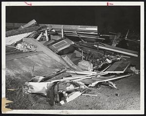 Three Died Here-Two women and an infant lost their lives when the tornado demolished the Fayville Postoffice. This is what was left.