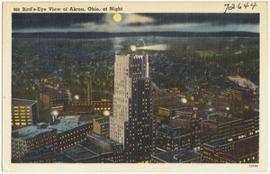 Bird's-eye view of Akron, Ohio, at Night