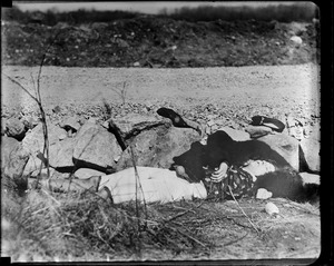 Body of murdered girl Verna Russell of Fall River, just as she was found on lonely Tiverton, R.I. road