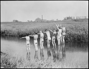 Out to steal a swim in Dorchester Mud Flats, Mile Road
