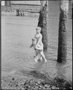 Unidentified children swimming