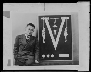 Man with WWII poster