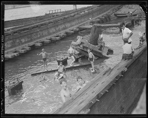 Kids swimming in Old Hulk, Chelsea Creek