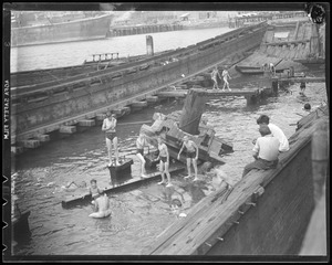 Kids swimming in Old Hulk near Chelsea Creek