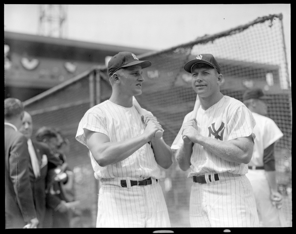 Yankees mashers Roger Maris and Mickey Mantle at Fenway for All