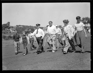 Babe Ruth on the course at Commonwealth Country Club for match with Ty Cobb