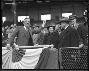 Gov. Saltonstall throws out first ball at Braves Field