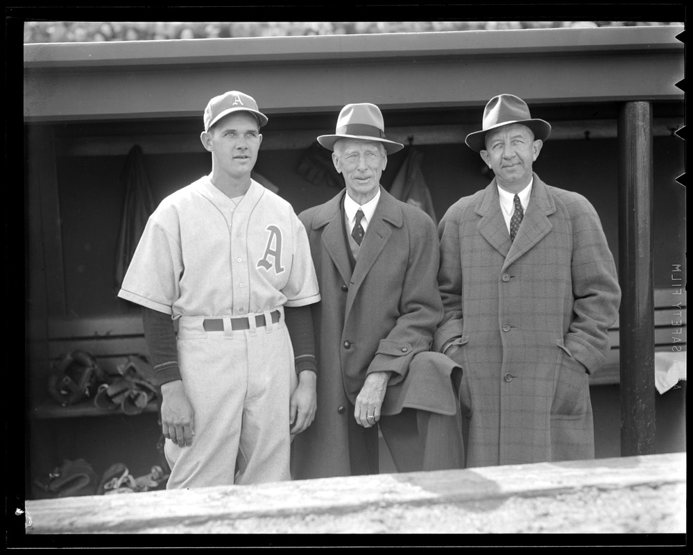 Connie Mack with Eddie Collins Junior and Senior, Fenway