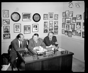 Red Sox manager Pinky Higgins, owner Tom Yawkey and G. M. Joe Cronin