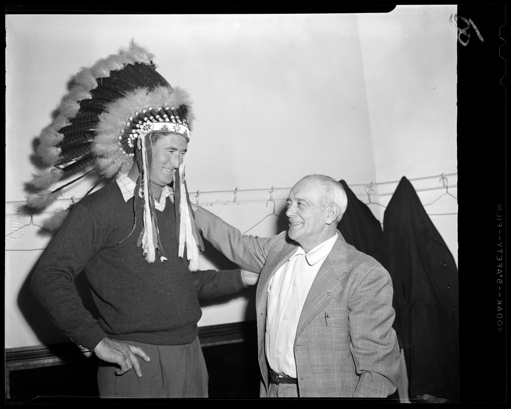 Ted William dons Indian head gear at Sportman's show