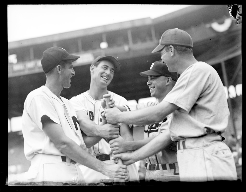 Ted Williams with fellow All-Stars, including Dixie Walker, Fenway