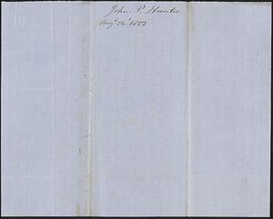 John P. Hunter to Samuel Warner, 26 Augst 1853