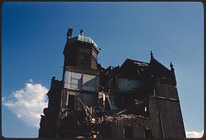 Upper portion of partly demolished building, Boston