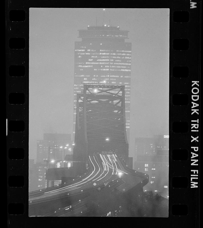 Mystic River Bridge & Prudential Tower (1,000mm lens from Chelsea), Chelsea