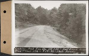 Contract No. 106, Improvement of Access Roads, Middle and East Branch Regulating Dams, and Quabbin Reservoir Area, Hardwick, Petersham, New Salem, Belchertown, looking back from Sta. 158+50, East Branch access road, Belchertown, Mass., Sep. 19, 1940