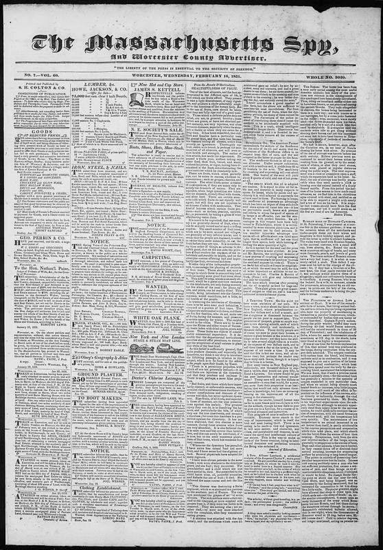 The Massachusetts Spy, and Worcester County Advertiser - Digital ...