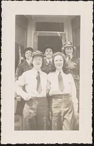 Muriel and Connie Darrow, Jessie and Dot Dolby, with the Sharon Women's Defense Corps