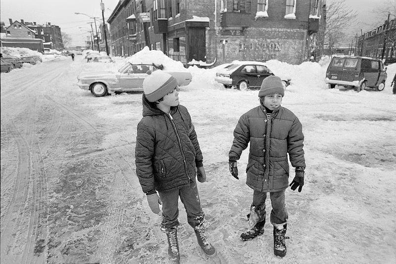 Winter, lower Broadway kids