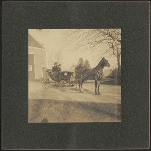 Two women in horse and carriage (possibly Gertrude S. Kunhardt on left)