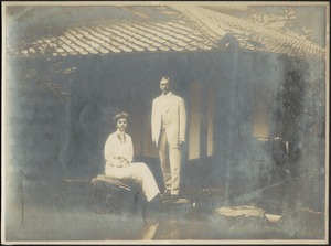 Helen Stevens Coolidge and John Gardner Coolidge in front of house