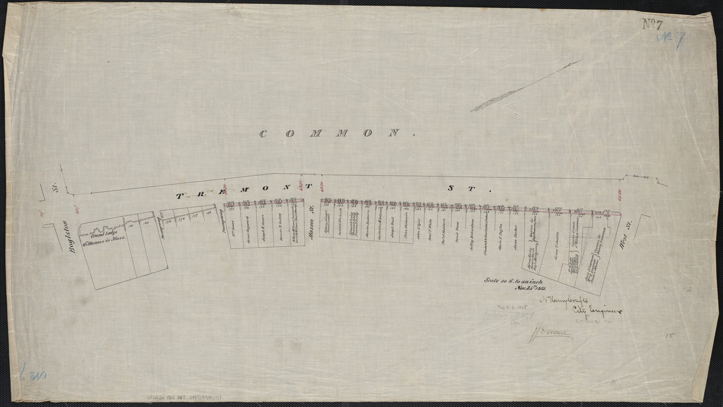 [Plan of Tremont Street, from West to Boylston]
