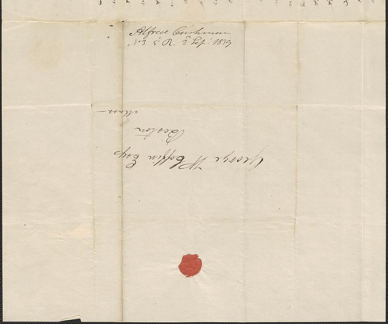 Alfred Cushman to George Coffin, 2 September 1839