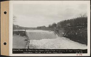 Ware River, Gilbertville upper dam from highway bridge, looking upstream, Gilbertville, Hardwick, Mass., 11:35 AM, Apr. 1, 1932