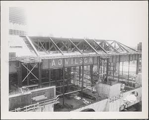 Construction of Boylston Building, Boston Public Library, view from Hotel Lenox