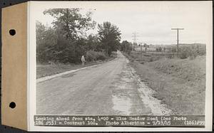 Contract No. 106, Improvement of Access Roads, Middle and East Branch Regulating Dams, and Quabbin Reservoir Area, Hardwick, Petersham, New Salem, Belchertown, looking ahead from Sta. 4+00, Blue Meadow Road, Belchertown, Mass., Sep. 19, 1945