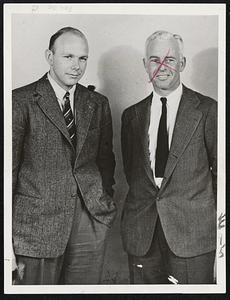 Princeton Crew Coach And His New Assistent. (Dutch) Schoch, No. 5 man in the 1937 University of Washington crew, is shown with Fred Spuhn, another former Washington oarsman, now coaching at Princeton, after the latter announced Schoch's appointment as his assistant. Schoch will coach the Tiger 150-pounders.
