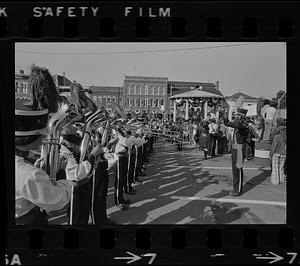 Marching band playing for President Ford in Exeter, New Hampshire