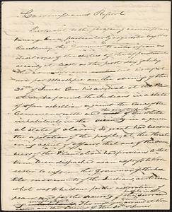 Mashpee Revolt, 1833-1834 - Commissions Report from Josiah J. Fiske