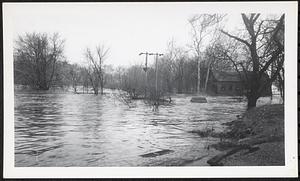 Flooded Nashua River north of Main Street