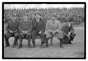 Boston Park Department Commissioner William Long, left, seated next to three other men