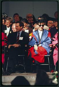 Cambridge, MA 1992: VIP's on the stage at Harvard U. event