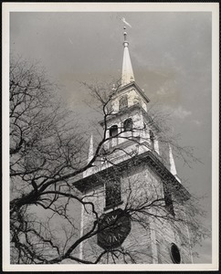 Newport, R.I. spire of the old Trinity Church, built in 1725.